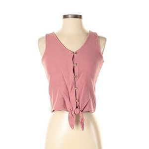 Texture & Thread Button-Front Tie Tank Top